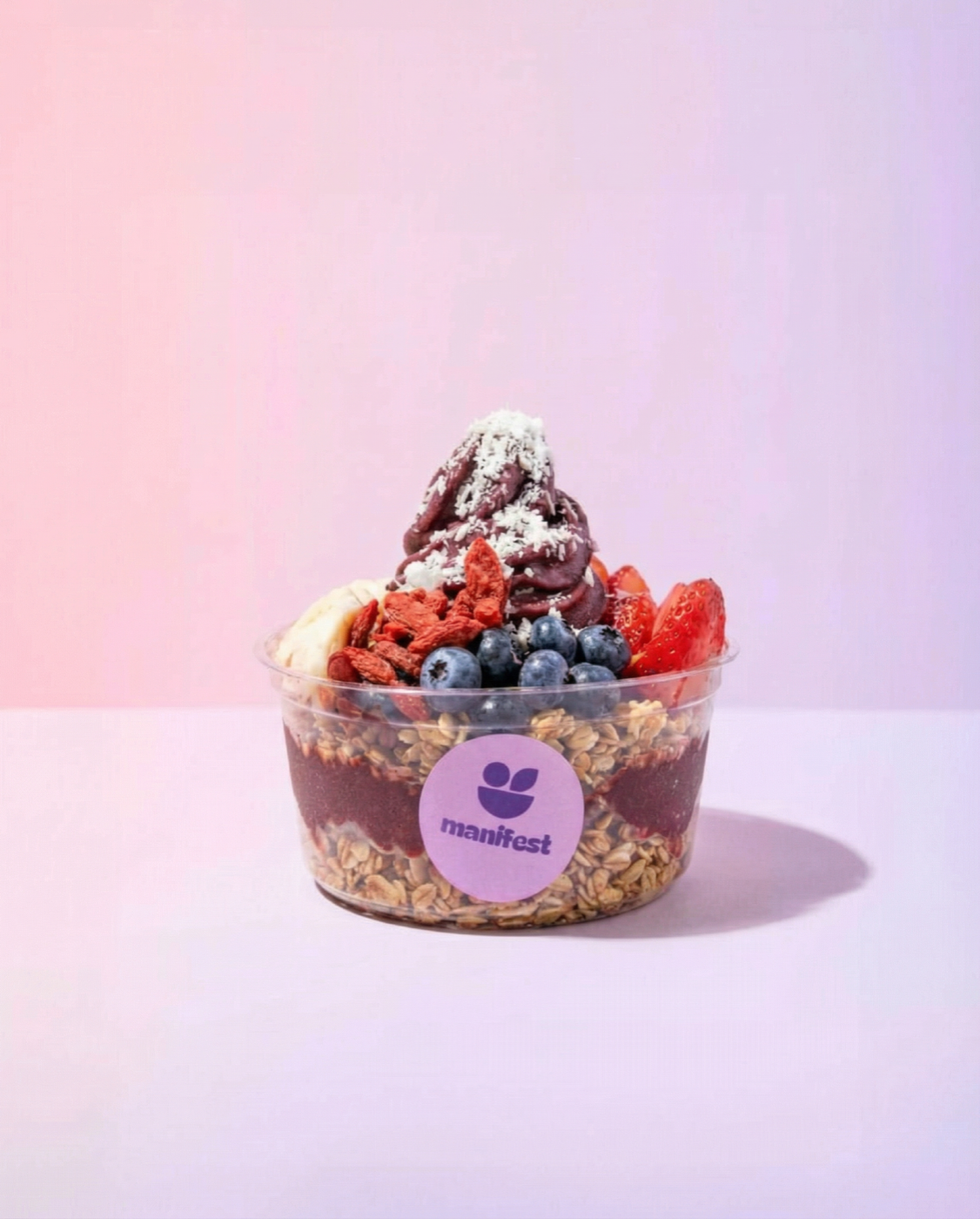 Açaí bowl on pink